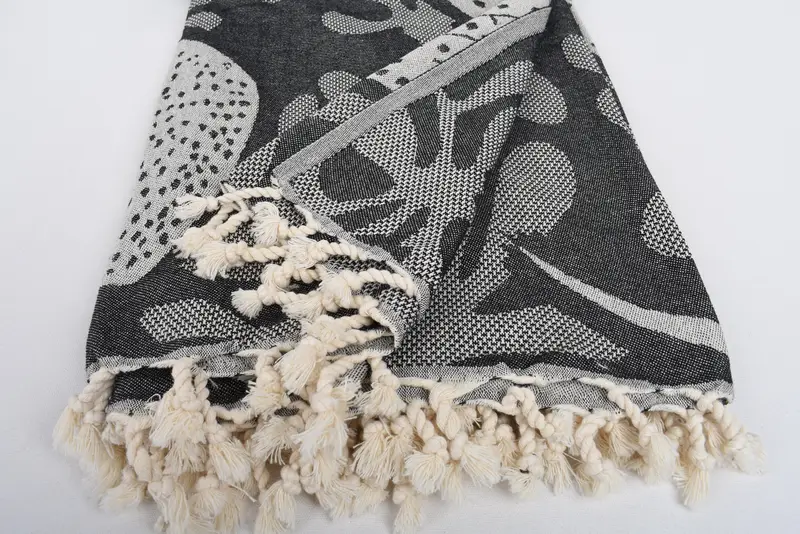 100x92 Cotton Whale Design Towel, Gift For Wedding Day, Decorative Blanket, Wedding For Favor, Throw Blanket, Boho Throw Blankets, Aesthetic Blanket - 8