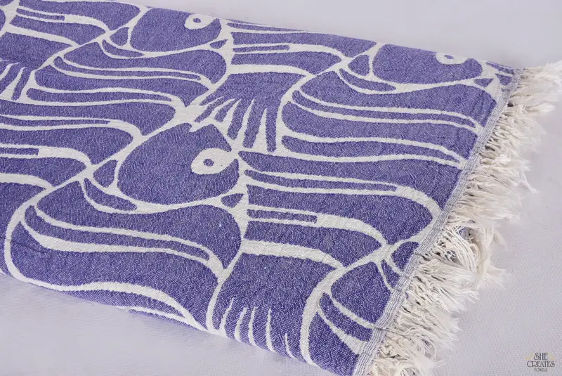 Spa Gift, Woven Blanket, Throw Blanket Couch, Bridesmaid Gifts, Decorative Bedspread, 70x60 Cotton Fish Design Towel, Large Beach Towel Personalized - 8