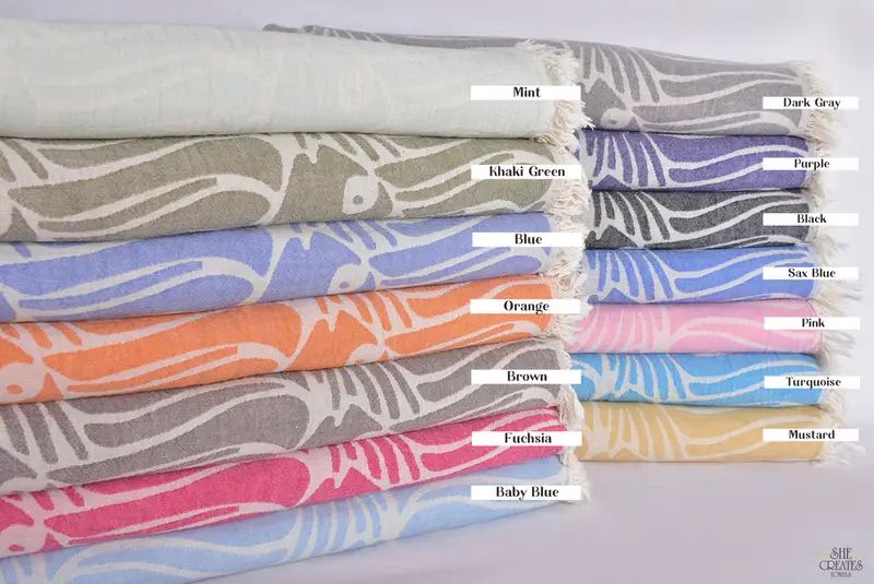 Spa Gift, Woven Blanket, Throw Blanket Couch, Bridesmaid Gifts, Decorative Bedspread, 70x60 Cotton Fish Design Towel, Large Beach Towel Personalized - 1