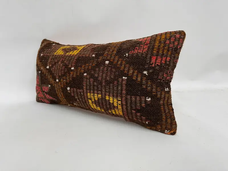 Cushion Cover, Home Decor Pillow, Turkish Kilim Pillow, Turkish Pillow, Neutral Throw Pillow Case, Rustic Pillow Cover, 12x24 Brown Cushion Cover - 4