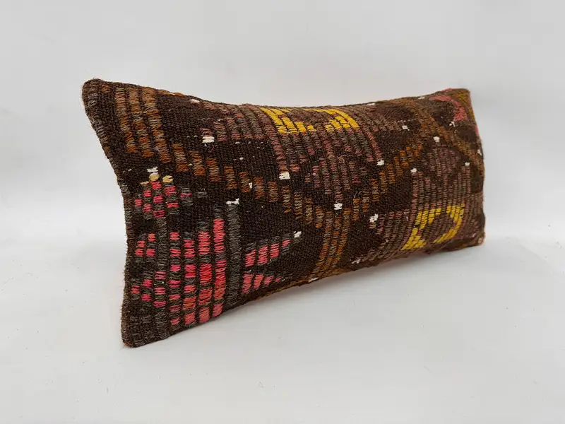 Cushion Cover, Home Decor Pillow, Turkish Kilim Pillow, Turkish Pillow, Neutral Throw Pillow Case, Rustic Pillow Cover, 12x24 Brown Cushion Cover - 3