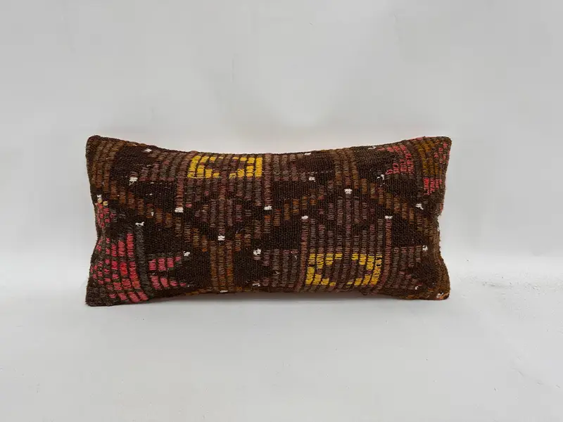 Cushion Cover, Home Decor Pillow, Turkish Kilim Pillow, Turkish Pillow, Neutral Throw Pillow Case, Rustic Pillow Cover, 12x24 Brown Cushion Cover - 1