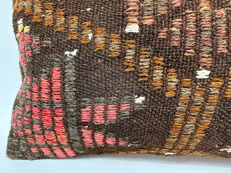Cushion Cover, Home Decor Pillow, Turkish Kilim Pillow, Turkish Pillow, Neutral Throw Pillow Case, Rustic Pillow Cover, 12x24 Brown Cushion Cover - 2