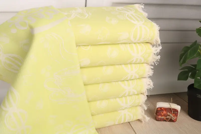 Monogram Hand Towel Coffee Patterned Pistachio Green, 20x28 Inches