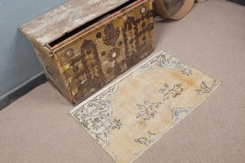 Alfombra persa naranja, decoración elegante de 3x1,8 pies