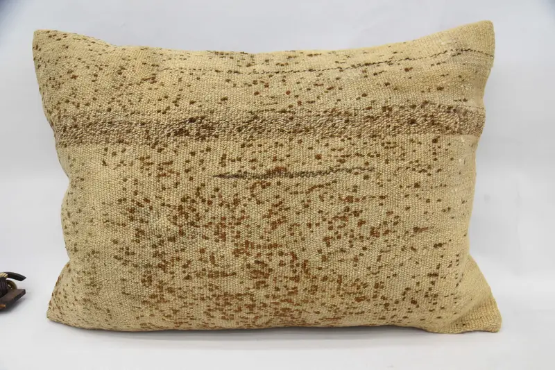 Beige Turkish Pillow Sham, Antique 50x70 cm Pillow Cover, Plaid Patio Pillow - 1