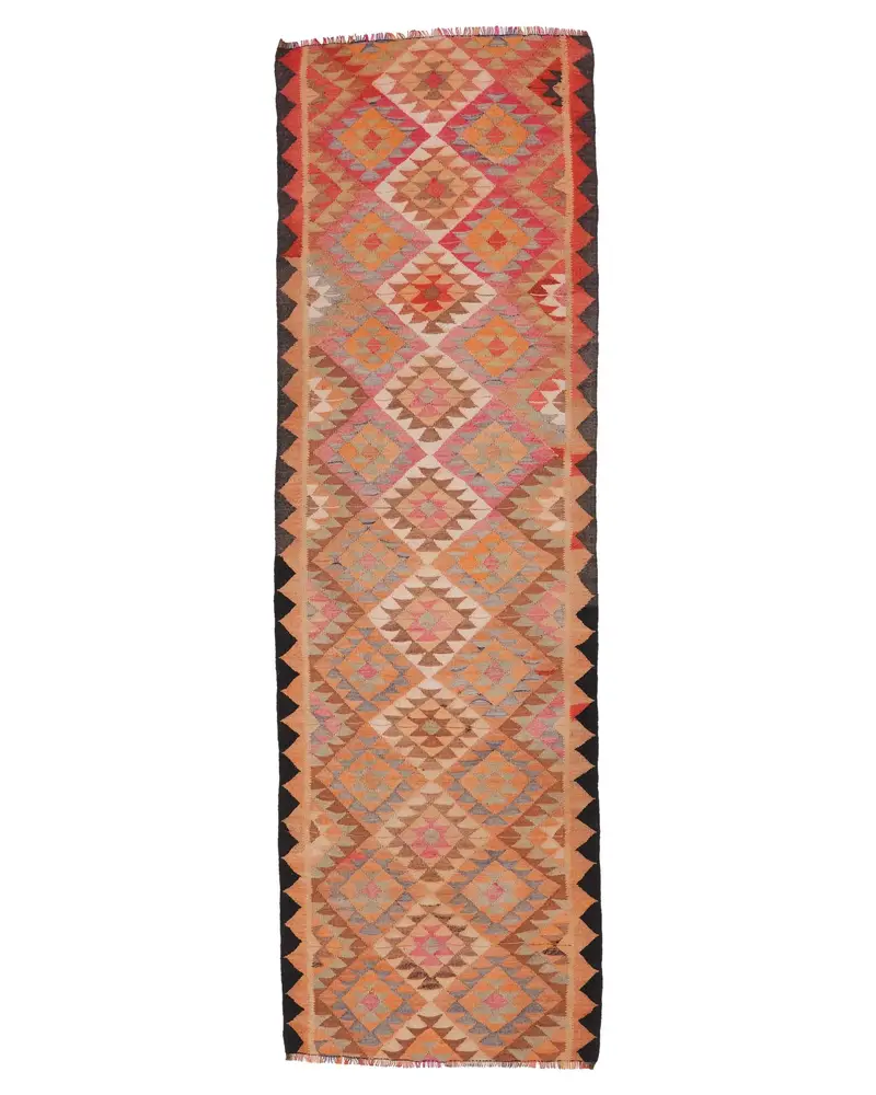 レインボーラグ、2.9x9.4フィートのボーダーデザイン