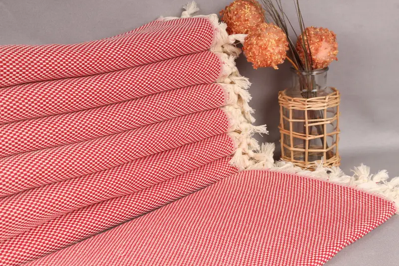 Personalized Turkish Beach Towel Red Polka Dot, 40x71 Inches