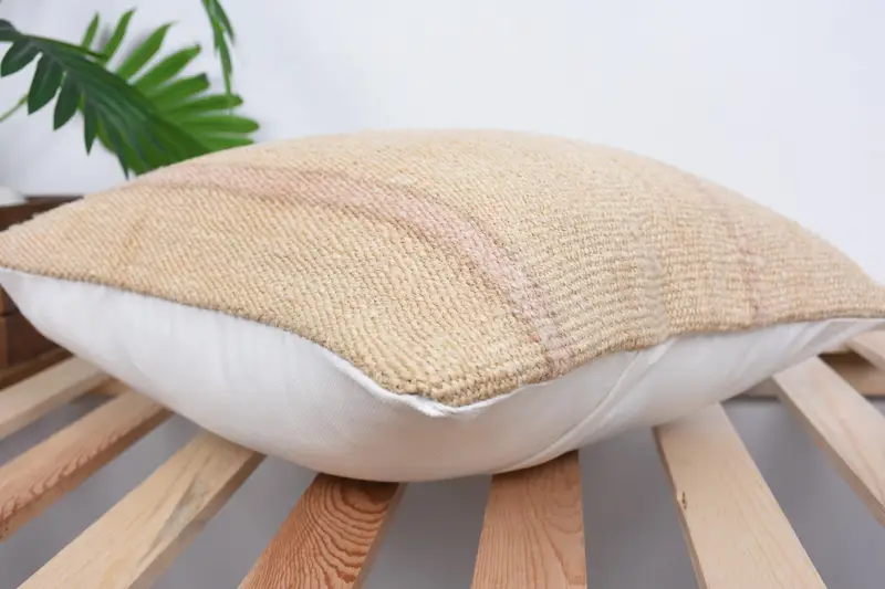 Vintage Pillow, Cushion Cover, Traditional Pillow Cover, Handmade Kilim Cushion, 16x16 Beige Cushion Case, Home Decor Pillow - 6