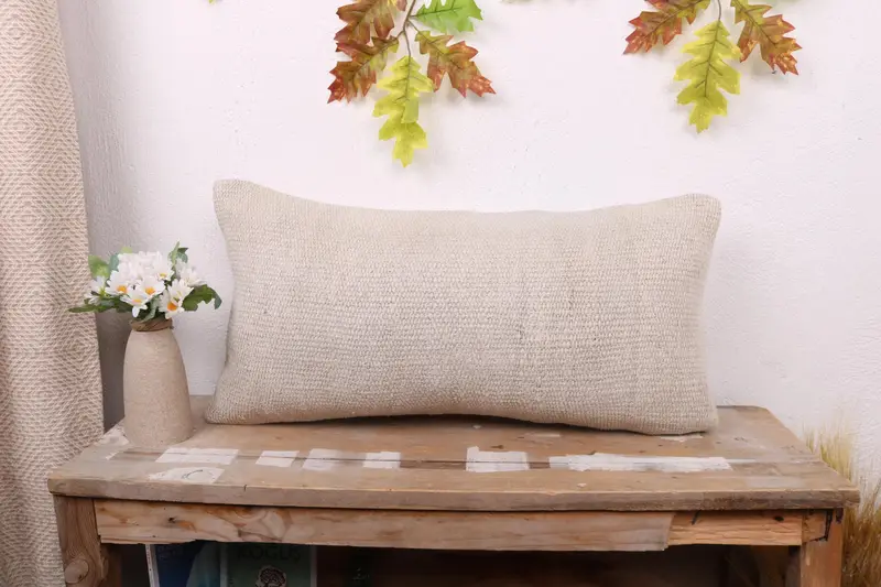 12x24 Beige Cushion Cover, Cushion, Gift Pillow, Turkish Kilim Pillow, Pastel Cushion Case, Aesthetic Cushion Cover, Home Decor Pillow - 1