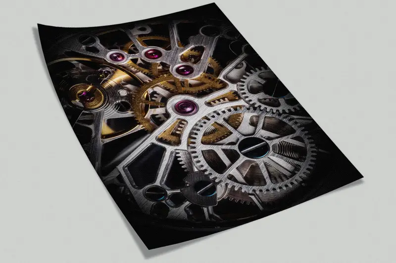 Modern Wall Stickers, Automatic Watch Mechanism Wall Paper, Gold Paper Craft, Gear Wall Print, Wallpaper Mural Art, 3D Printing Art, - 8