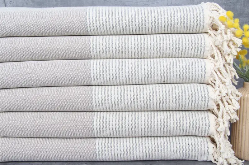 Bridesmaid Gift, Wedding Favors, Unique Gift, Decorative Towel, Gift For Him, Lightweight Turkish towel for beach, 70x40 Cotton Striped Towel - 2