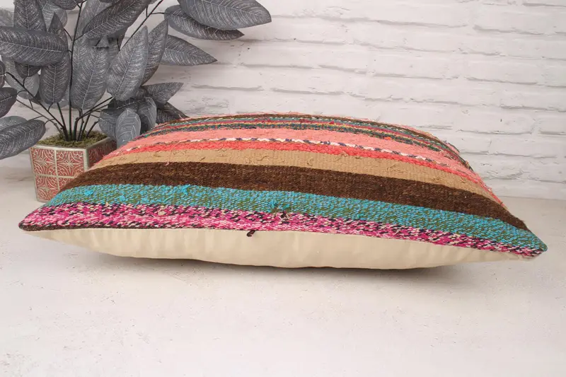 Kilim Cushion Sham, Pillow, 16x24 Pink Pillow Case, Ikat Cushion, Kilim Pillow Cover, Vintage Kilim Throw Pillow, Garden Cushion, Car Pillow Cover - 5