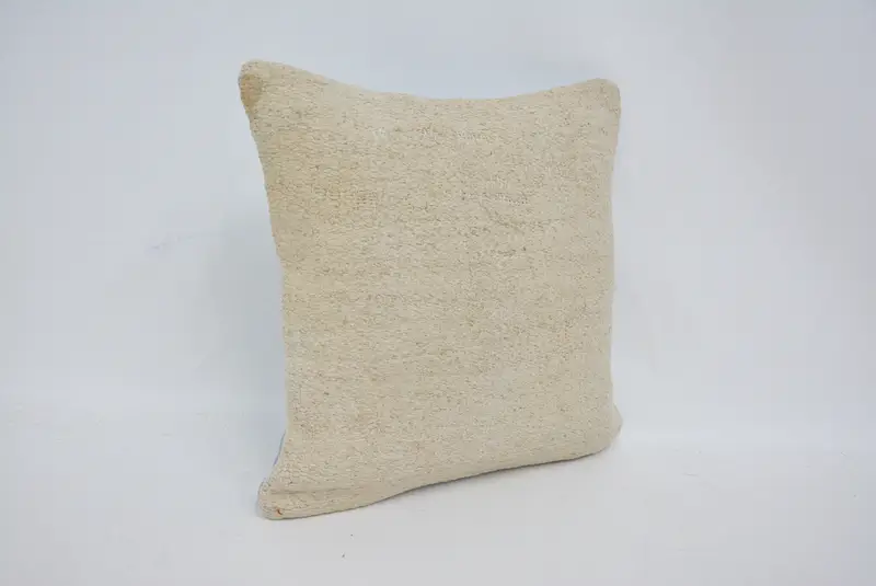 Turkish Pillow, Tribal Cushion Case, 14x14 Beige Pillow Case, Cushion, Kilim Pillow, Interior Designer Pillow, Retro Throw Pillow Cover - 3