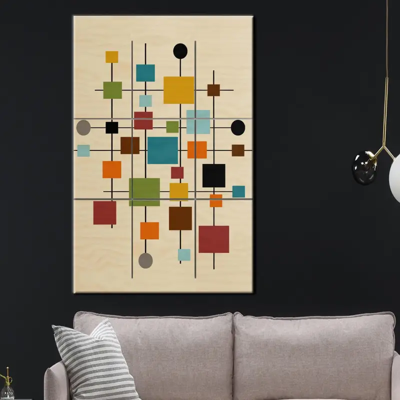 トレンディな女の子の部屋のためのミッドセンチュリーボヘミアン抽象キャンバスプリント