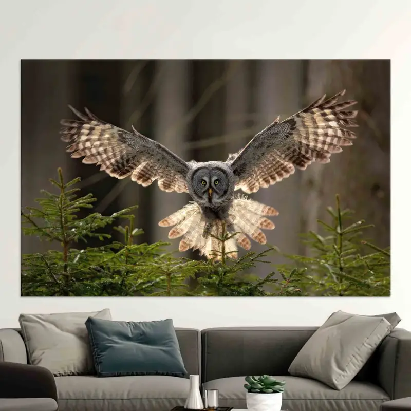 Elegant Owl Canvas Art: Farmhouse Decor for Man Cave