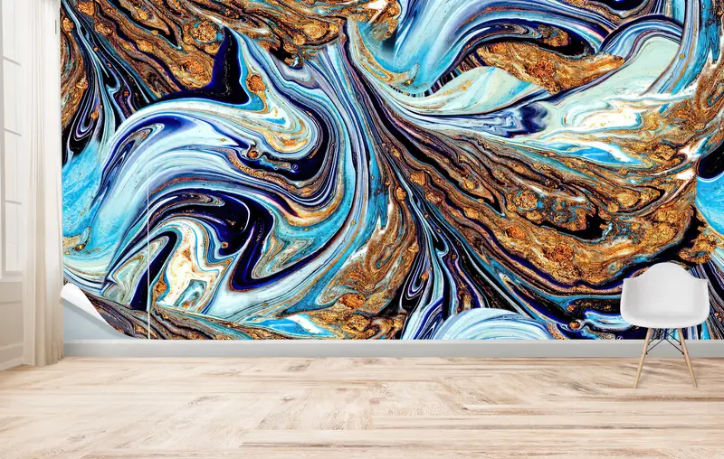 Zarif Altın Mermer Baskılı Duvar Kağıdı: Çağdaş Lüks Dekor