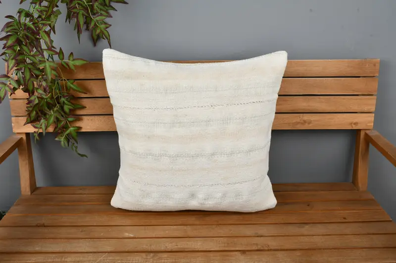 Kilim Pillow, Pillow Case, 22x22 White Pillow Cover, Vintage Kilim Throw Pillow, Oriental Cushion Cover, Gift Pillow, Pet Cushion Case - 6