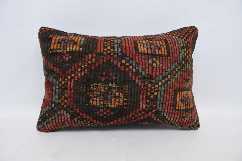 Vintage Kilim Throw Pillow, Aesthetic Pillow Cover, Kilim Pillow, Pillow Cover, Nomadic Pillow, 16x24 Brown Cushion, Interior Designer Pillow - 1