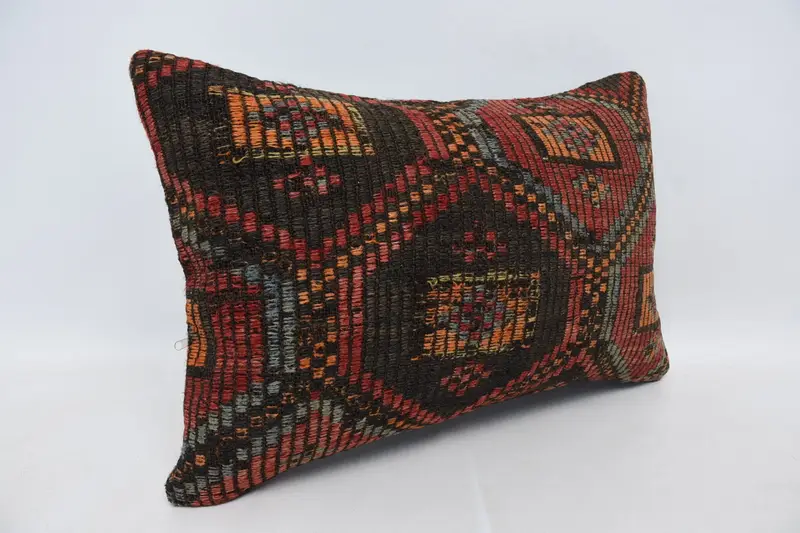 Vintage Kilim Throw Pillow, Aesthetic Pillow Cover, Kilim Pillow, Pillow Cover, Nomadic Pillow, 16x24 Brown Cushion, Interior Designer Pillow - 3