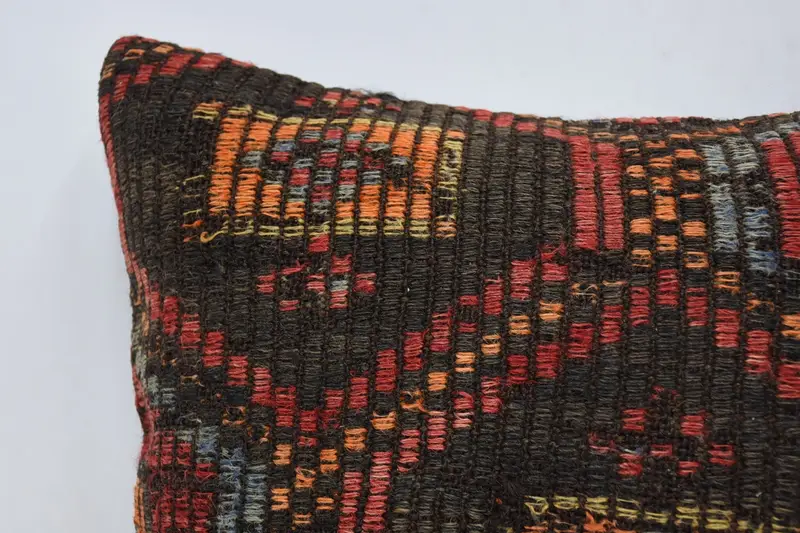 Vintage Kilim Throw Pillow, Aesthetic Pillow Cover, Kilim Pillow, Pillow Cover, Nomadic Pillow, 16x24 Brown Cushion, Interior Designer Pillow - 2