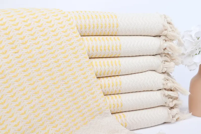 Monogrammed Beach Towel Yellow 40x77 Inches, Organic Turkish Cotton
