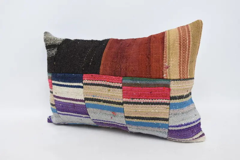 Pillow Case, Patio Cushion, Pillow for Couch, Handwoven Cushion Case, 16x24 Blue Cushion Case, Pillow for Sofa, Retro Throw Pillow Case, Boho Pillow - 4