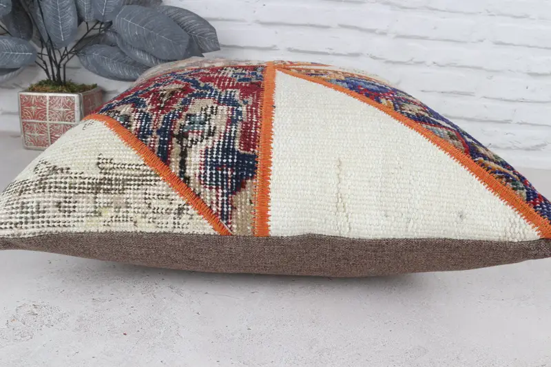 20x20 Red Pillow, Gift Pillow, Ethnical Kilim Rug Pillow, Ottoman Pillow Cover, Pastel Pillow Cover, Antique Pillows, Pillow - 6