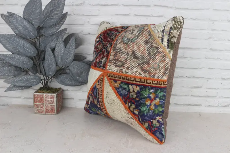 20x20 Red Pillow, Gift Pillow, Ethnical Kilim Rug Pillow, Ottoman Pillow Cover, Pastel Pillow Cover, Antique Pillows, Pillow - 5
