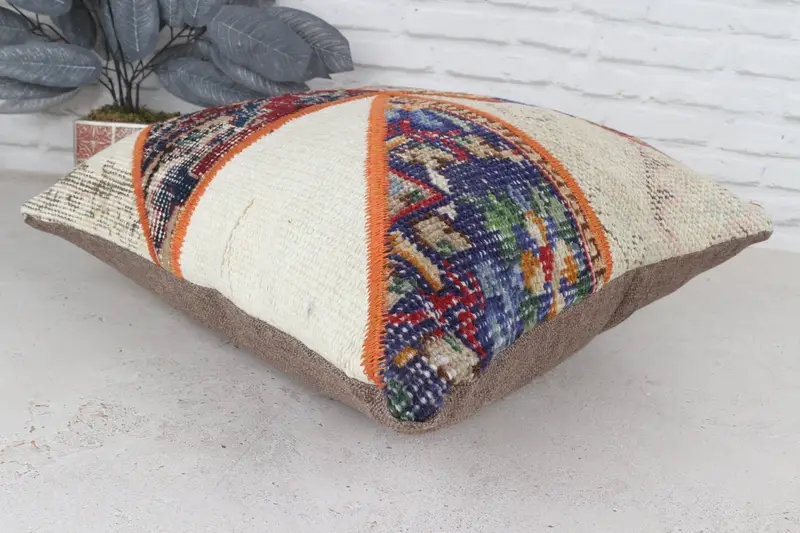 20x20 Red Pillow, Gift Pillow, Ethnical Kilim Rug Pillow, Ottoman Pillow Cover, Pastel Pillow Cover, Antique Pillows, Pillow - 7