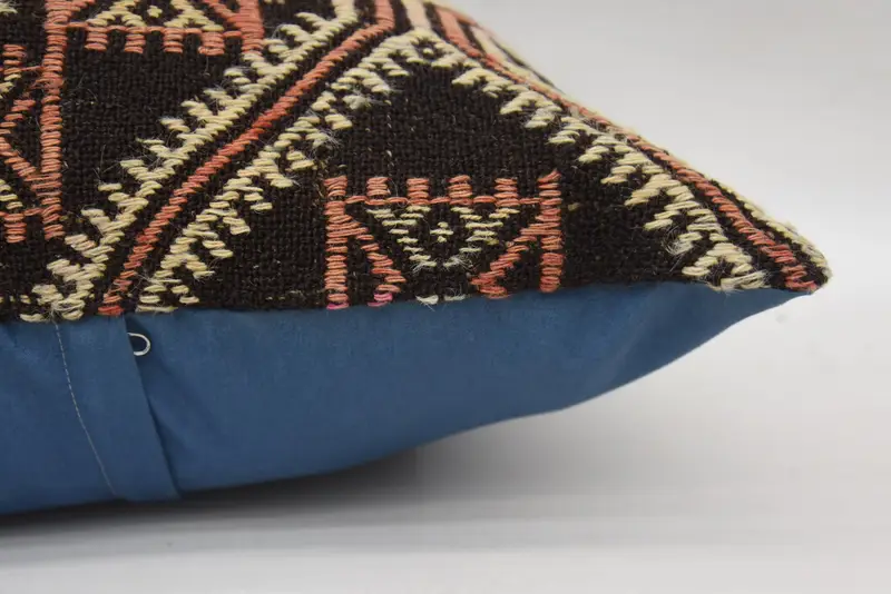 Ethnical Kilim Rug Pillow, Cushion, Interior Designer Pillow, Boho Pillow, Patio Pillow Cover, Ethnic Throw Pillow Sham, 24x24 Brown Pillow Cover - 5