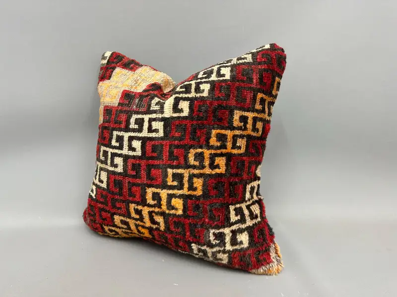 Vintage Pillow, Handmade Pillow Case, Decorative Cushion Case, 20x20 White Pillow Case, Turkish Pillow, Turkish Kilim Pillow, Cushion Case - 3