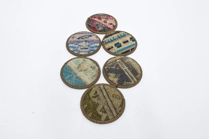 Bohemian Blue and Brown Round Coaster, Unique Bohemian Coaster