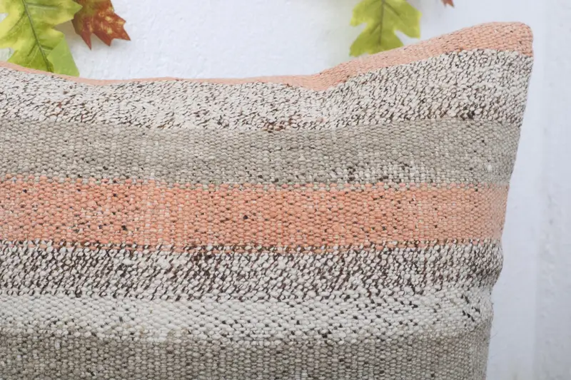 Kilim Pillow Cover, Antique Pillows, Floor Pillow Case, Chair Pillow, Pillow Cover, 16x16 Beige Pillow Sham, Cotton Pillow Case, Vintage Pillow - 5