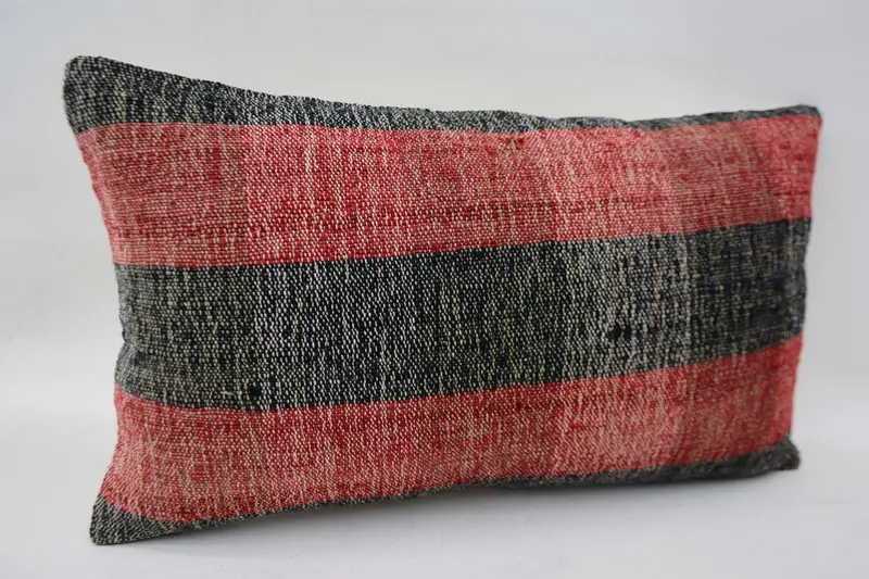 Pillow, Hippie Throw Cushion Case, Boho Pillow Sham Cover, Gift Pillow, Vintage Kilim Pillow, 12x20 Blue Cushion, Outdoor Throw Cushion - 2