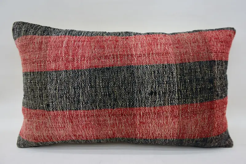 Pillow, Hippie Throw Cushion Case, Boho Pillow Sham Cover, Gift Pillow, Vintage Kilim Pillow, 12x20 Blue Cushion, Outdoor Throw Cushion - 1