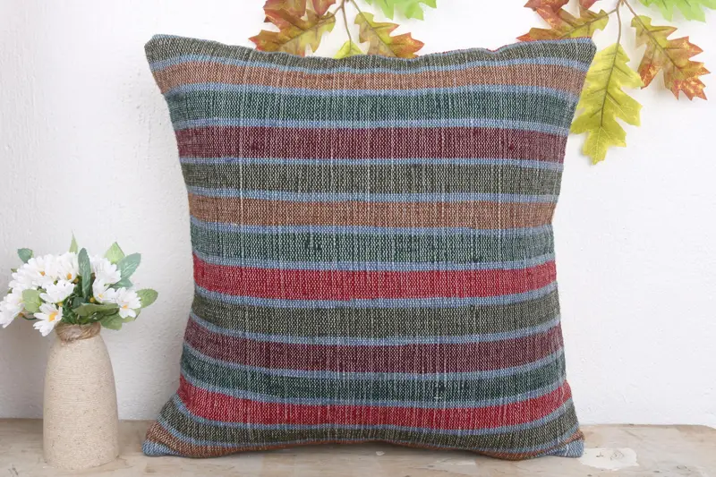 Kilim Pillow, Pillow Sham, 18x18 Red Cushion Cover, Ottoman Pillow Cover, Throw Kilim Pillow, Armchair Pillow Cover, Sofa Cushion, Turkish Pillow - 2