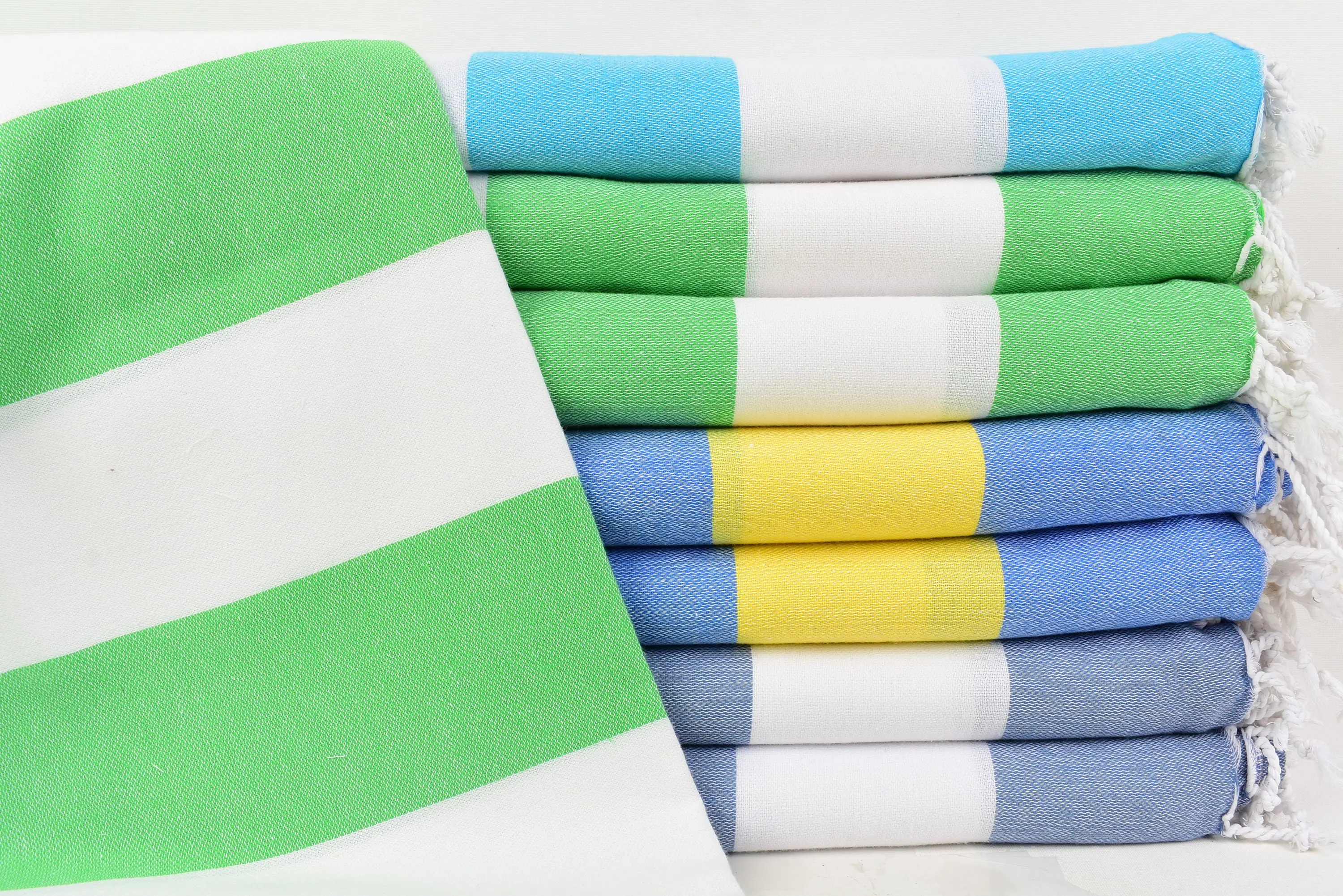Wedding Favors Yellow-Navy Blue Striped Organic Cotton Blanket, 63x63 Inches - 1