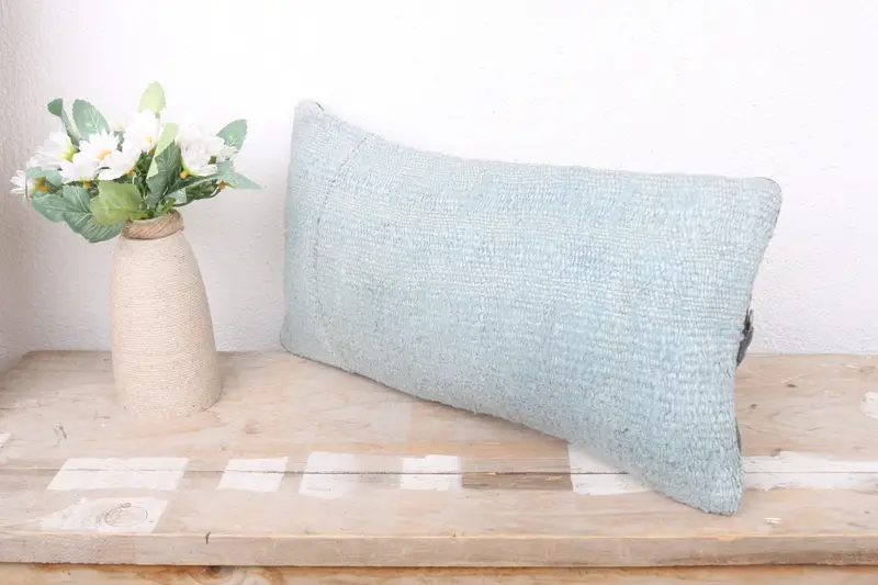 Boho Pillow Sham Cover, Cushion Cover, Bright Pillow, Turkish Pillow, Turkish Kilim Pillow, 8x16 Gray Cushion Cover, Neutral Throw Pillow Case - 4