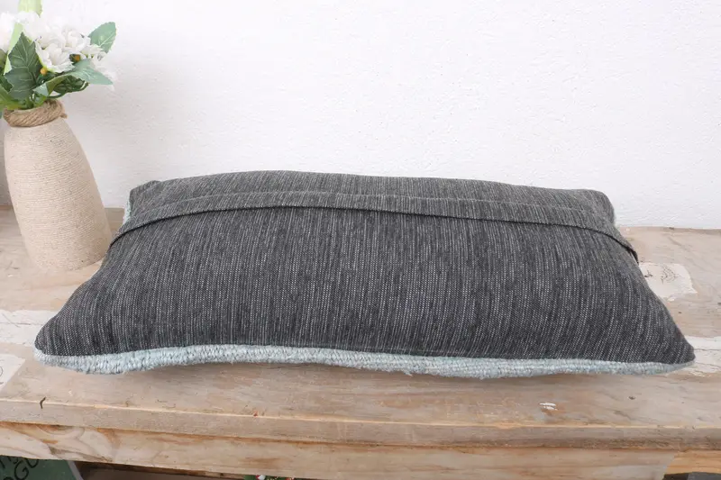 Boho Pillow Sham Cover, Cushion Cover, Bright Pillow, Turkish Pillow, Turkish Kilim Pillow, 8x16 Gray Cushion Cover, Neutral Throw Pillow Case - 7
