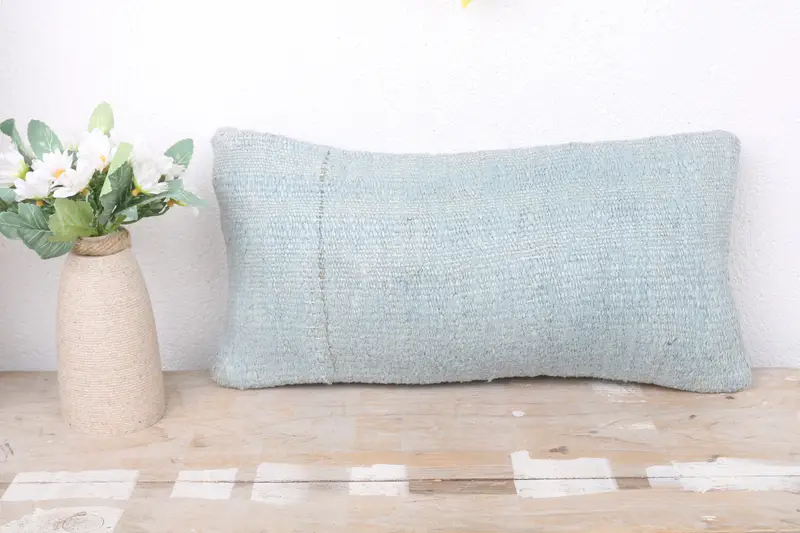 Boho Pillow Sham Cover, Cushion Cover, Bright Pillow, Turkish Pillow, Turkish Kilim Pillow, 8x16 Gray Cushion Cover, Neutral Throw Pillow Case - 2