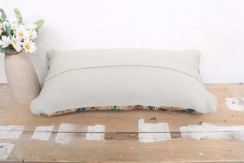Kilim Pillow Cover, Decorative Cushion, Kilim Cushion Sham, Bolster Pillow, Pillow for Sofa, 8x16 Beige Pillow Cover, Pillow Sham - 7