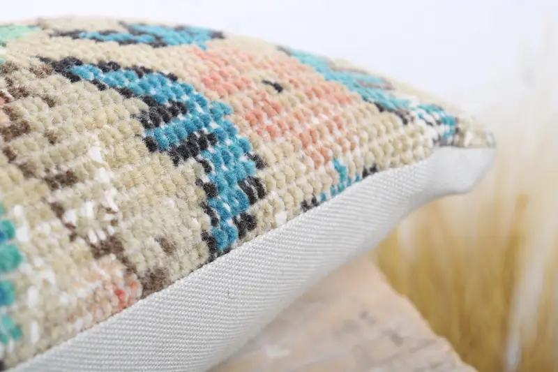 Kilim Pillow Cover, Decorative Cushion, Kilim Cushion Sham, Bolster Pillow, Pillow for Sofa, 8x16 Beige Pillow Cover, Pillow Sham - 6