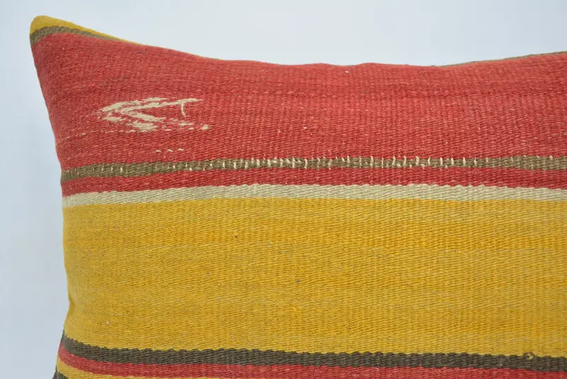Home Decor Pillow, Neutral Throw Pillow, 16x24 Yellow Cushion Case, Meditation Pillow Sham, Boho Pillow, Vintage Kilim Throw Pillow, Pillow Sham - 2