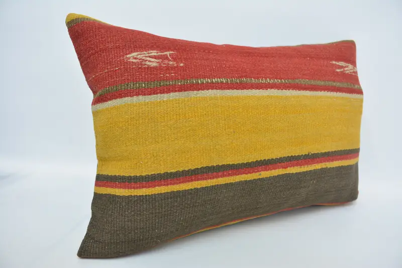Home Decor Pillow, Neutral Throw Pillow, 16x24 Yellow Cushion Case, Meditation Pillow Sham, Boho Pillow, Vintage Kilim Throw Pillow, Pillow Sham - 3