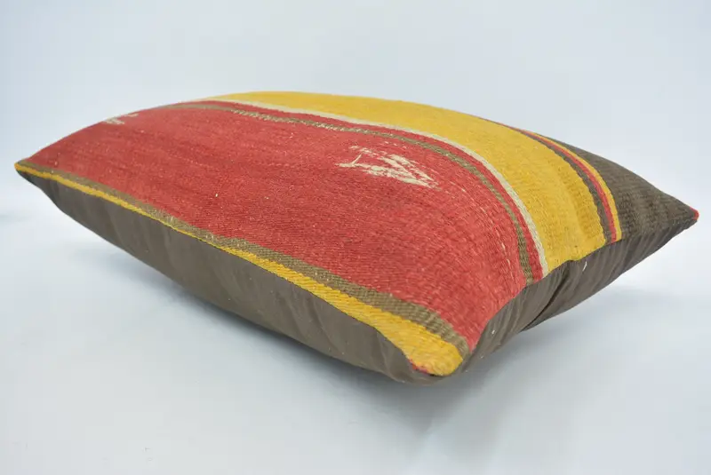 Home Decor Pillow, Neutral Throw Pillow, 16x24 Yellow Cushion Case, Meditation Pillow Sham, Boho Pillow, Vintage Kilim Throw Pillow, Pillow Sham - 6