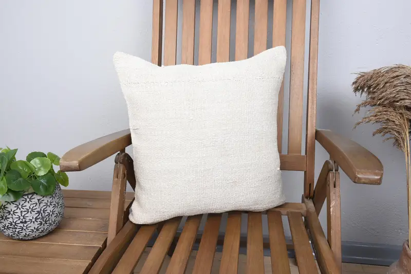 Wool Farmhouse Vintage Pillowcase, Easter Gift Beige Antique Cushion Case - 1
