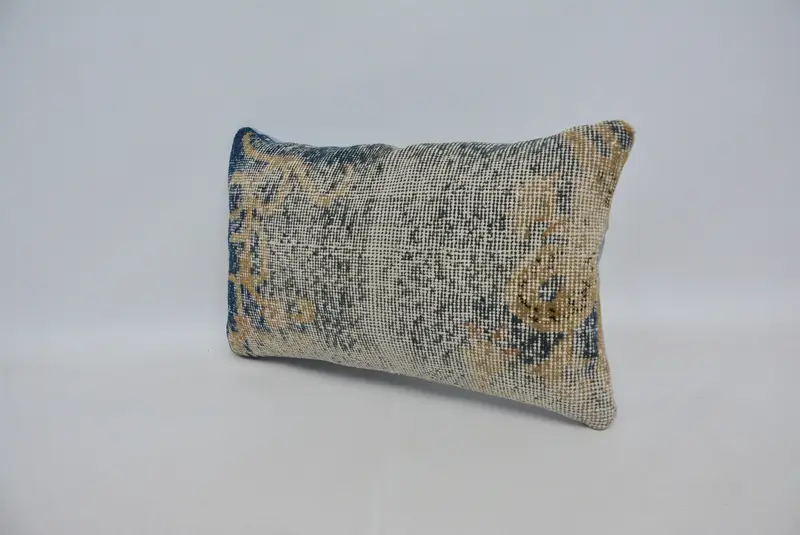 Cushion, Square Throw Cushion Cover, 12x20 Blue Pillow Sham, Gift Pillow, Outdoor Patio Cushion, Vintage Kilim Pillow, Vintage Pillow - 4