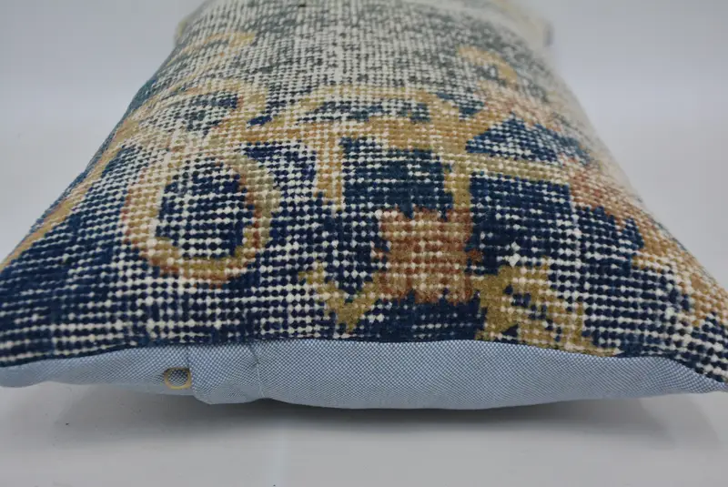 Cushion, Square Throw Cushion Cover, 12x20 Blue Pillow Sham, Gift Pillow, Outdoor Patio Cushion, Vintage Kilim Pillow, Vintage Pillow - 5