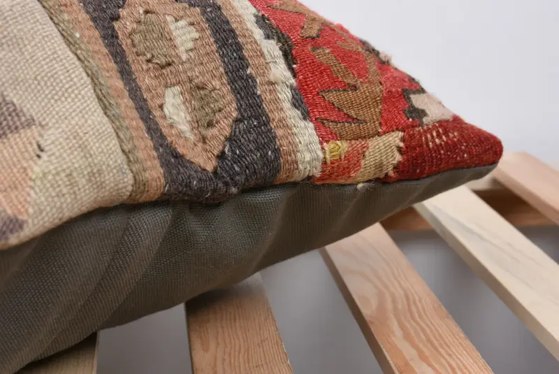 Cushion Case, 24x24 Red Pillow Sham, Boho Chic Cushion Case, Interior Designer Pillow, Gift Pillow, Wool Kilim Pillow Pillow, Vintage Pillow - 7